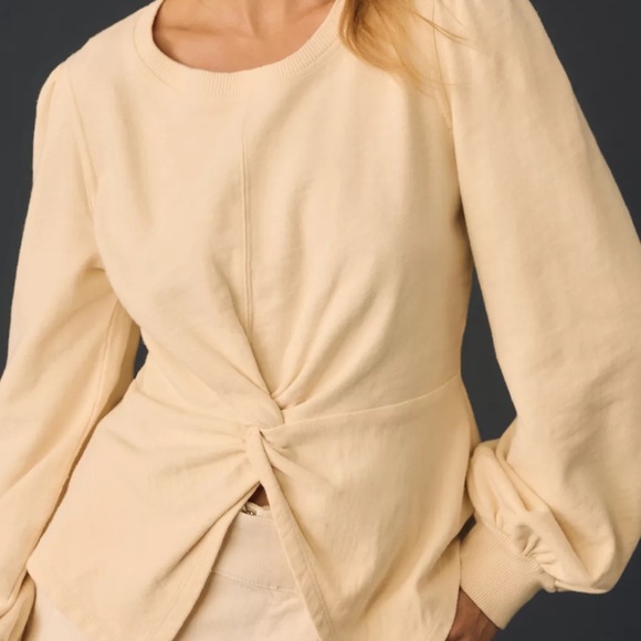 Pilcro Cream Twist-Front Sweatshirt - Picture 8 of 16